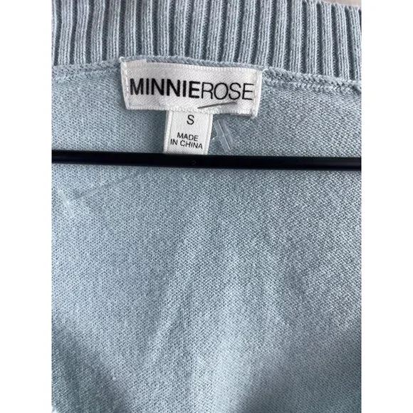 Minnie Rose Women's Small Cashmere Blend Ombre Dip Dye Beachy V-Neck Sweater - Picture 8 of 10